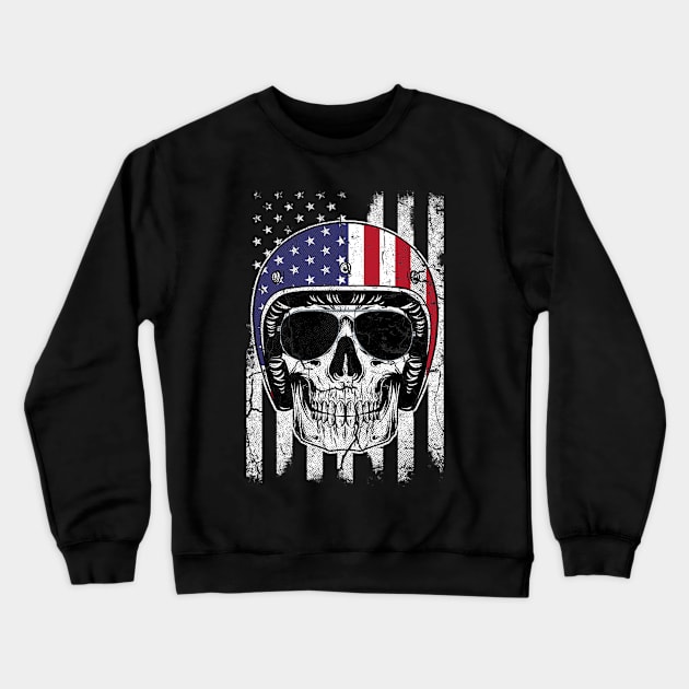 4th of July American Flag Skull Crewneck Sweatshirt by Feliz ZombiePunk